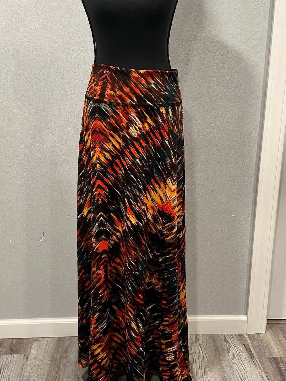 Notations Multicolor Maxi Skirt in Orange, Yellow, Black